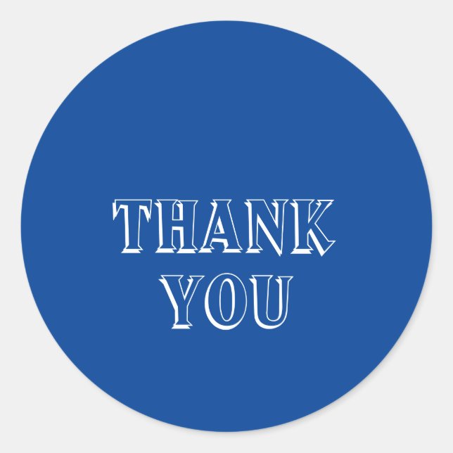 Pegatina Redonda Gracias, Simple Typography Navy Blue (Anverso)
