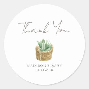 Pegatina Redonda Gracias simple y exitoso Baby Shower