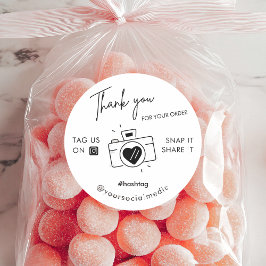 Pegatina Redonda Gracias Snap Tag Compartir Social Media Cama