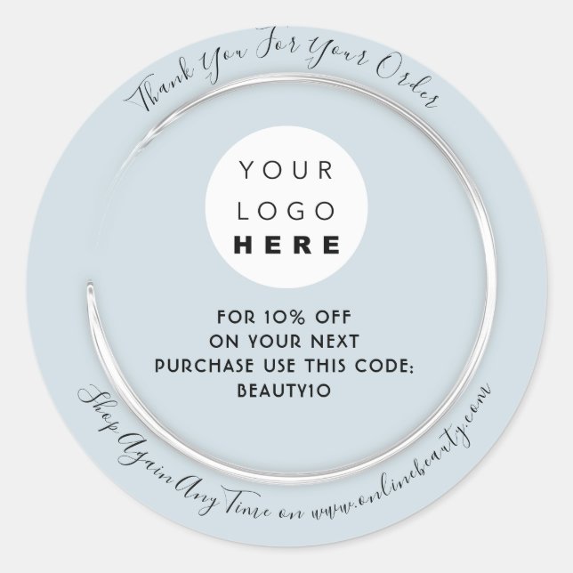 Pegatina Redonda Gracias Solicitar el código de descuento del logot (Anverso)