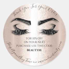 Pegatina Redonda Gracias Solicitar Logotipo Descuento Rosa de latig