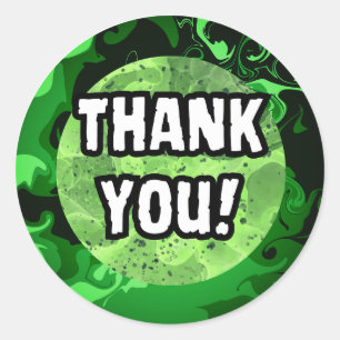 Pegatina Redonda Gracias! Sombras de Círculos de acuarela verde