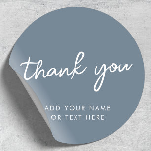Pegatina Redonda Gracias Sticker   Azul Gris Minimalista