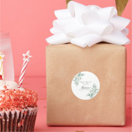 Pegatina Redonda Gracias Stickers de Follaje Verde