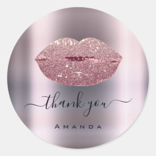 Pegatina Redonda Gracias Sweet16th Gray Rosa Bridal Shower