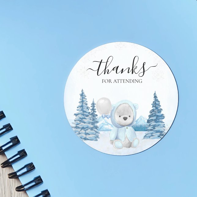 Pegatina Redonda Gracias Teddy Bear Navidades Winter (Subido por el creador)