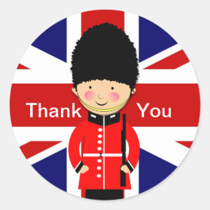 Pegatina Redonda Gracias Tema de Union Jack London