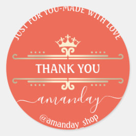 Pegatina Redonda Gracias Tienda Web Tienda Coral Real