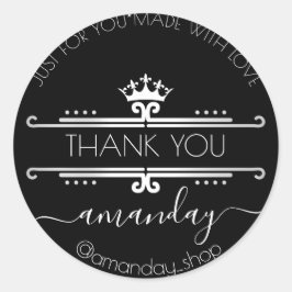 Pegatina Redonda Gracias Tienda Web Tienda Real é Black Crown