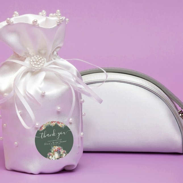 Pegatina Redonda Gracias Tipografía Flores de Primavera Desayuno Nu (Subido por el creador)