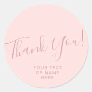Pegatina Redonda Gracias tipografía minimalista rosa clásico