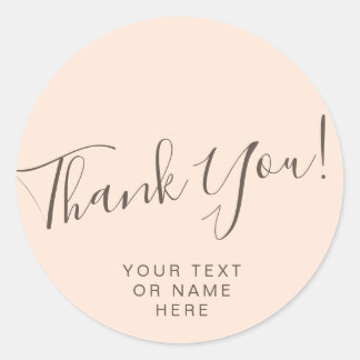 Pegatina Redonda Gracias tipografía minimalista rosa clásico