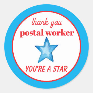 Pegatina Redonda Gracias Trabajador Postal Eres Una Estrella 