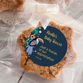 Pegatina Redonda Gracias Tropical Toucan Bird Baby Shower