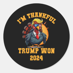 Pegatina Redonda Gracias Trump por el Día de Acción de Gracias
