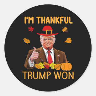 Pegatina Redonda Gracias Trump por el Día de Acción de Gracias 4
