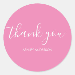Pegatina Redonda Gracias Typography Plain Pink