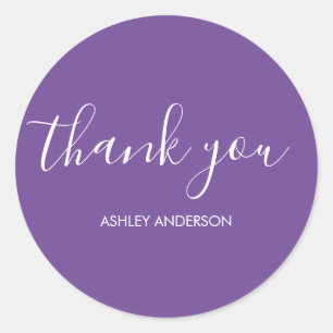 Pegatina Redonda Gracias Typography Plain Purple Classic