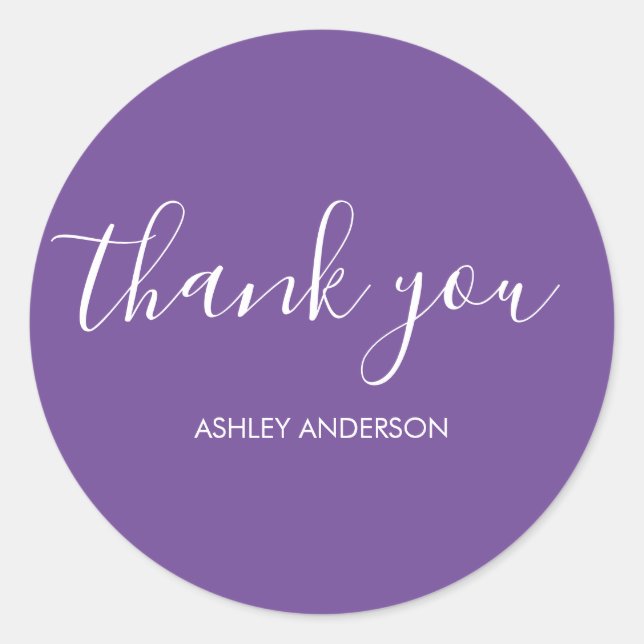 Pegatina Redonda Gracias Typography Plain Purple Classic (Anverso)