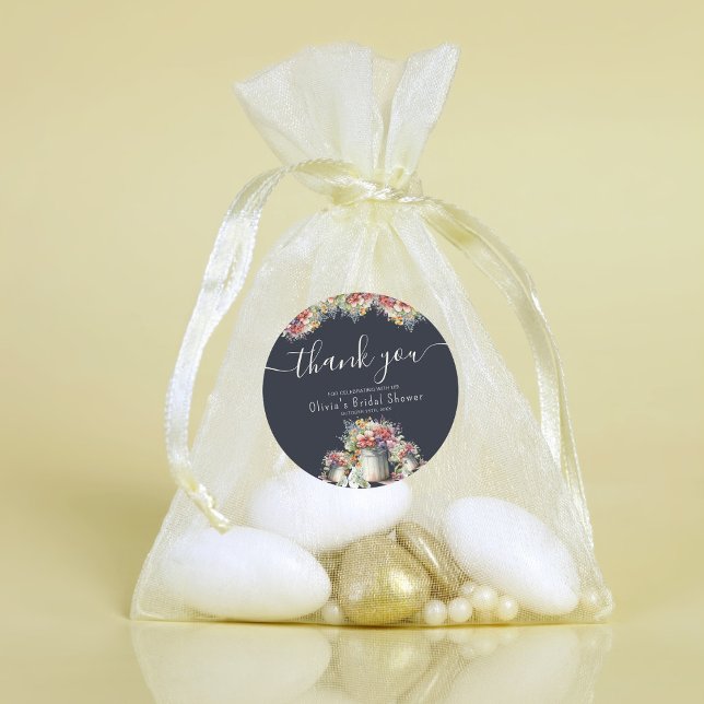 Pegatina Redonda Gracias Typography Spring Flowers Bridal Shower (Subido por el creador)