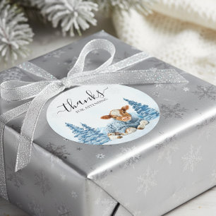 Pegatina Redonda Gracias Vaca Bebé Navidad Invierno