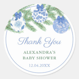 Pegatina Redonda Gracias Vacaciones de color de agua Baubles Favor 