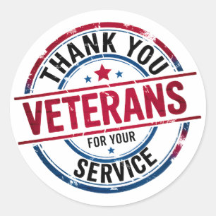 Pegatina Redonda Gracias Veteranos por su Servicio