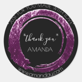 Pegatina Redonda Gracias Web Boutique Shop Nombre Black Purple