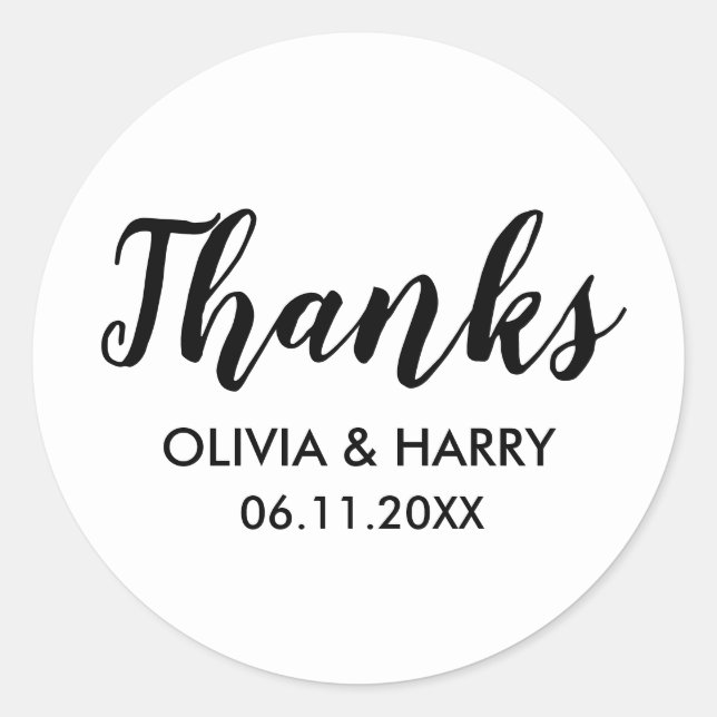 Pegatina Redonda Gracias White (Anverso)