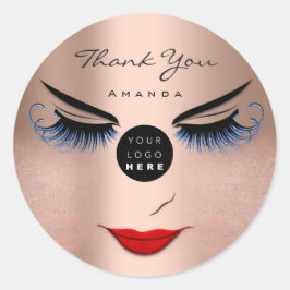 Pegatina Redonda GraciasName Eyelash Sweet 16th Rosa Logo Qr Code