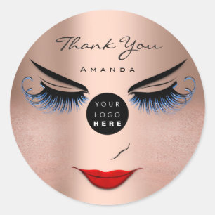 Pegatina Redonda GraciasName Eyelash Sweet 16th Rosa Logo Qr Code