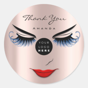Pegatina Redonda GraciasName Eyelash Sweet 16th Rosa Logo Qr Rosa