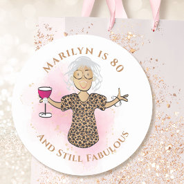 Pegatina Redonda Graciosa 80 y fabulosa Personalizado 80 Nacimiento