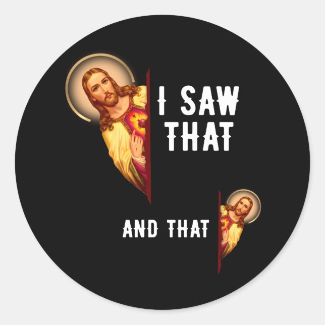 Pegatina Redonda Graciosa Biblia Jesús Mejor Cita De Chiste Que Vi  (Anverso)