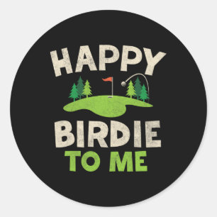 Pegatina Redonda Graciosa Camisa de Cumpleaños de Golf Happy Birdie