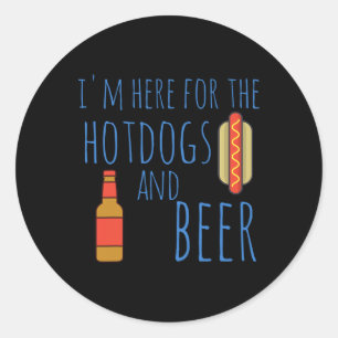 Pegatina Redonda Graciosa Camisa De Perro Caliente Estoy Aquí Para 