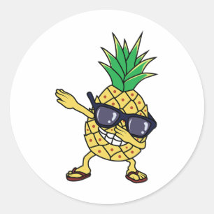 Pegatina Redonda Graciosa Camisa de Piña Dabbing Hawaii Aloha Summe