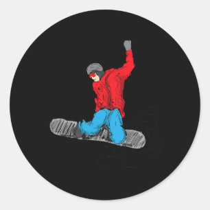 Pegatina Redonda Graciosa Camisa De Snowboard - Amantes De La Board