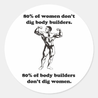Pegatina Redonda Graciosa camiseta de Bodybuilder