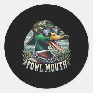 Pegatina Redonda Graciosa camiseta de cazador de pato lanza cacería