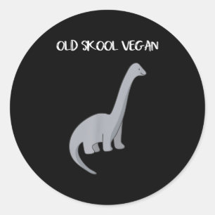 Pegatina Redonda Graciosa camiseta vegana con imagen de dinosaurio