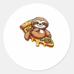 Pegatina Redonda Graciosa comida en eslovaco pizza, Kawaii Animal L