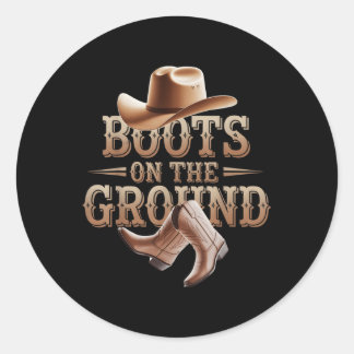 Pegatina Redonda Graciosa Cowgirl Boots balanceando a las mujeres e