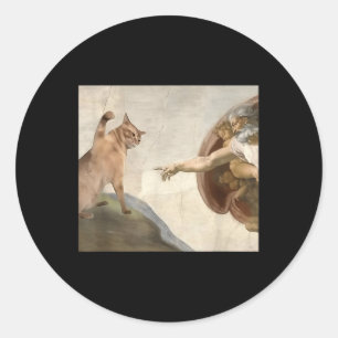 Pegatina Redonda Graciosa Creación De Dios De Adán Meme Jesús