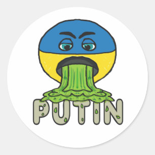 Pegatina Redonda Graciosa Emoji contra Putin en el voto