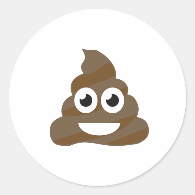 Pegatina Redonda Graciosa Emoji de Cute Poop (Anverso)