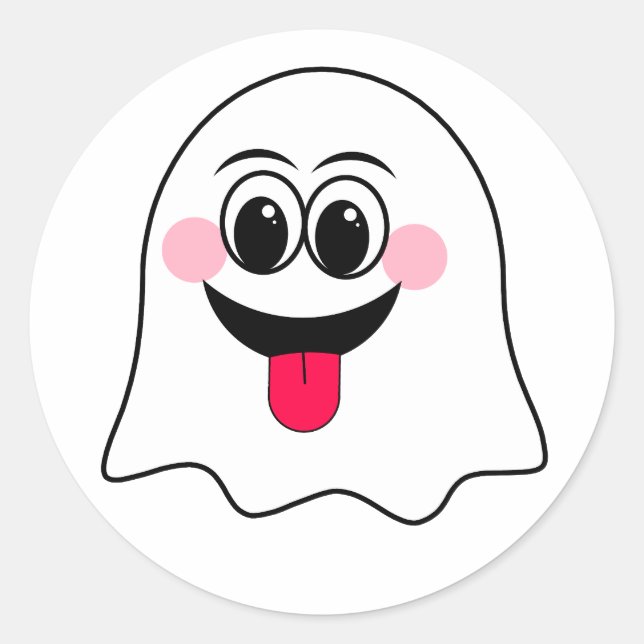 Pegatina Redonda ¡Graciosa emoji Fantasma! (Anverso)