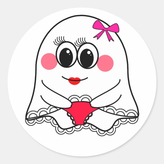 Pegatina Redonda ¡Graciosa emoji Fantasma! (Anverso)