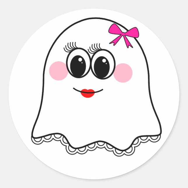 Pegatina Redonda ¡Graciosa emoji Fantasma! (Anverso)