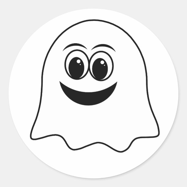 Pegatina Redonda ¡Graciosa emoji Fantasma! (Anverso)